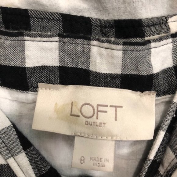 LOFT Black and White Gingham Dress - Picture 2 of 8